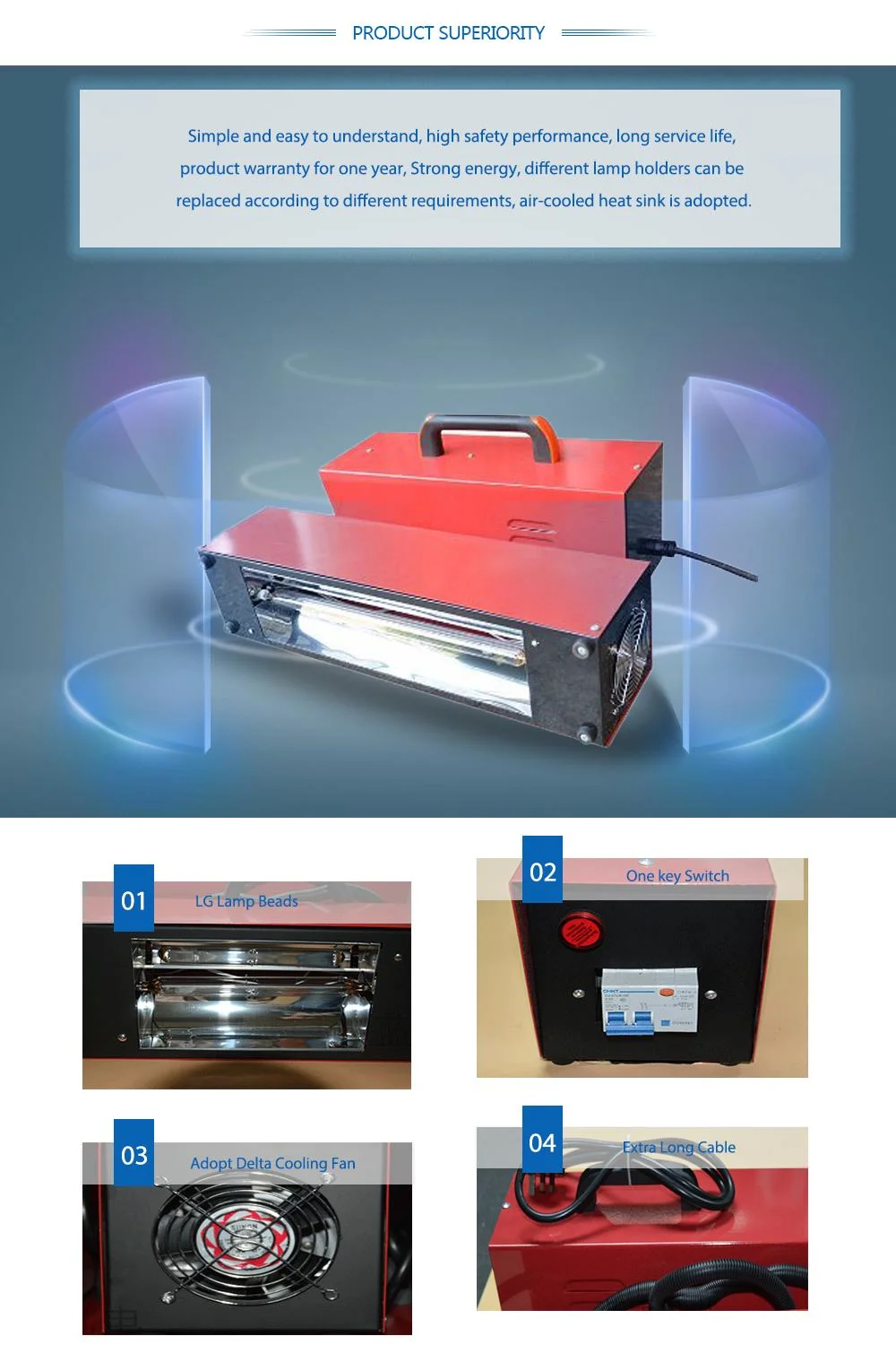 1kw Efficient Portable UV Curing Machine for Product Proofing